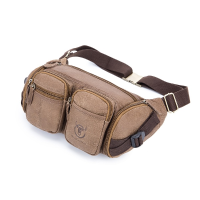 Bullcaptain® Men Leisure Genuine Leather Waist Bag Durable Casual Chest Bag Crossbody Bag