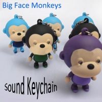 Bysun Sound Cute Big Face Monkeys Led Keychain Pendant