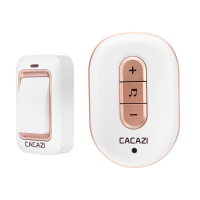 Cacazi Plug In Wireless Doorbell 300m Remote Control Door Ring Waterproof Button Transmitter Receive