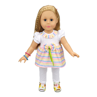 Casual Doll Clothes Set Rainbow Dress Leggings For 18inch American Girl