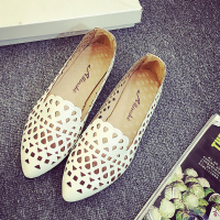 Casual Hollow Out Pointed Toe Slip On Flat Loafers For Women