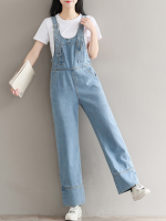 Casual Women Pocket Strap Denim Pants