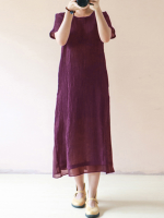 Celmia Loose Solid Color Dresses