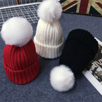 Child Kids Baby Warm Winter Wool Knit Beanie Fur Pom Bobble Hat Crochet Ski Cap