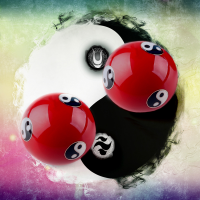 Chinese Cloisonne Baoding Balls Health Exercise Relaxation Therapy Stress Ying Yang Red Fitness Ball