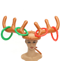 Christmas Holiday Party Game Inflatable Reindeer Antler Hat Toss Ring