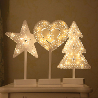 Christmas Led Wooden Table Mini Night Light Desk Lamp Wedding Bedroom Christmas Decor Gifts