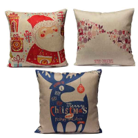Christmas Print Pillow Case Santa Claus Reindeer Cushion Cover