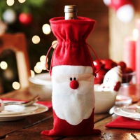 Christmas Santa Claus Wine Bottle Bag Cover Dinner Party Table Decor