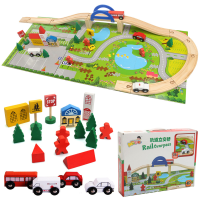 Christmas Wooden City Overpass Rail Car Assembling Building Block Toys Kids Children Gift Present