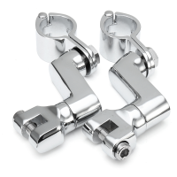 Chrome 1/4inch Engine Guards Longhorn Offset Peg Mounts Magnum Clamp For Harley
