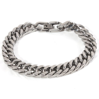 Classical Silver Tone 316l Stainless Steel Link Chain Bracelet For Men
