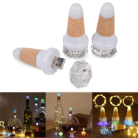 Colorful Diamond Shape Usb Rechargeable Wine Cork Led Bottle Light Fairy String Diy Christmas Decor