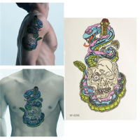 Colorful Snake Skull Arm Back Waterproof Temporary Body Art Tattoo Sticker