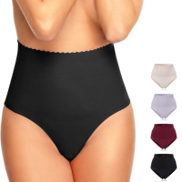 Comfort Women Solid Color Elastic Waist Shaper Panties Abdomen Shaping High Rise Briefs