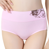 Comfortable Stretchy Flower Printing Cotton High Waist Hip Lifting Breathable Panties