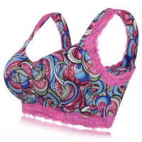 Comfy Printed Multicolor Lace Trim Wireless Full Coverage Healthy Vest Sleeping Bra