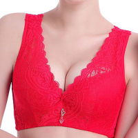 Comfy Soft Push Up Lace Trim Deep Plunge Widen straps Adjustable Bras