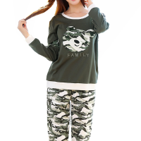 Cotton Camouflage Green Leisure Homewear Pajamas