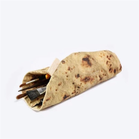 Creative Chinese Style Sesame Seed Cake Baked Roll Pancake Roll Leather Pu Case Pencil Bag