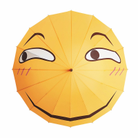 Creative Folding Umbrella Funny Expression Emoji Face Long Umbrella Sunny Rainy Rain Gear