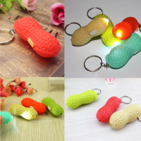 Creative Peanut Shaped Led Flashlight W/button Key Ring Chain Fob