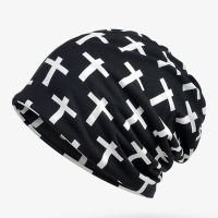 Cross Cotton Beanie Cap Ring Scarf Hip Hop Collar Neck Scarves Hats Multi Function For Woman And Man