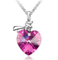 Crystal Heart Shaped Pendant Necklace For Women Wedding Jewelry