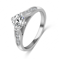 Crystal Zircon Engagement Wedding Ring 18k Platinum Plated