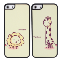 Cute Cartoon Frosted Giraffe Lion Couple Plastic Case For Iphone 5 5s Se