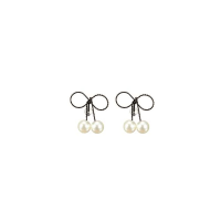 Cute Double Pearl Bowknot Ear Stud Earrings Women Jewelry