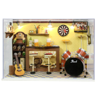 Cute Room Diy Dollhouse Bed Miniature With Led+furniture+cover Doll House Kits (no Glue)