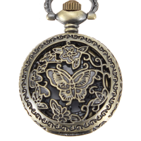 Deffrun Bronze Butterfly Engrave Pendant Pocket Watch