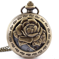 DEFFRUN Hollow Flower Pattern Fashion Quartz Pocket Watch