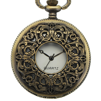 Deffrun Hollow Symmetrical Flower Pattern Pocket Watch