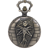 Deffrun Little Devil Skull Pattern Round Quartz Pocket Watch