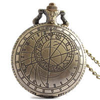 Deffrun Retro Bronze Compass Pattern Quartz Pocket Watch