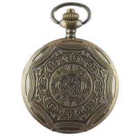 Deffrun Retro Classic Style Glyph Chain Quartz Pocket Watch