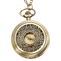 Deffrun Vintage Copper Pattern Bronze Quartz Pocket Watch