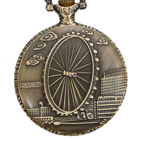 Deffrun Vintage London Eye Pattern Quartz Pocket Watch