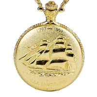 Deffrun Vintage Sailing Boat Pattern Quartz Pocket Watch