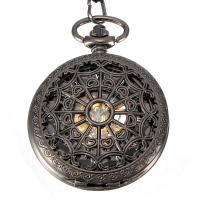 Deffrun Vintage Steampunk Skeleton Mechanical Pocket Watch