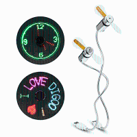 Digoo Dg Tfb11 Mini Multifunctional Diy Usb Led Rgb Programmable Fan & Real Time Led Clock Cooling Fan Colorful Display With Flexible Gooseneck