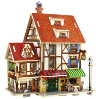 DIY 3D Wooden Puzzle France French Style Coffee House Buliding Model Kids Children Christmas Gift