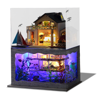 Diy Hawaii Villa Wooden Miniature Dollhouse Kit Creative Birthday Christmas Gift