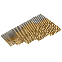 Doersupp 50pcs Titanium Coated Twist Drill Bit Set 1/1.5/2/2.5/3Mm Hss Wood Metal Drilling Tool