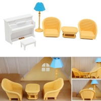 Dollhouse Sofa Piano Table Miniature Furniture Sets For Sylvanian Family Aaccessorie.S Kids Gift Toys