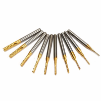 Drillpro 10pcs 0.8 3Mm Titanium Coated End Mill Cutter Milling Cutter