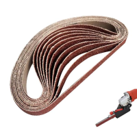 Drillpro 10pcs 60 to 600 Grit 15mm x 452mm Sanding Belts for Angle Grinder Sanding Belt Adapter