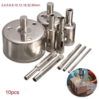 Drillpro Db Hs2 10pcs 3 50mm Diamond Drill Bit Hole Saw Set For Glass Ceramic Marble Tile